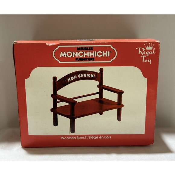 1974 Monchhichi Bench Sekiguchi Japan Wooden Monkey Plush Bench, Factory sealed - Picture 1 of 7